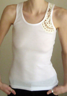 white tank with lace inset